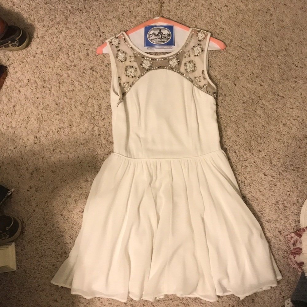 White Mesh beaded dress